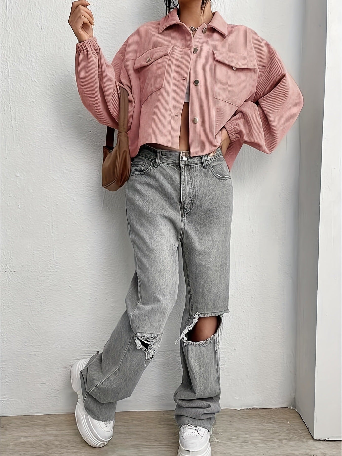 Casual Corduroy Cardigan Short Jacket Women