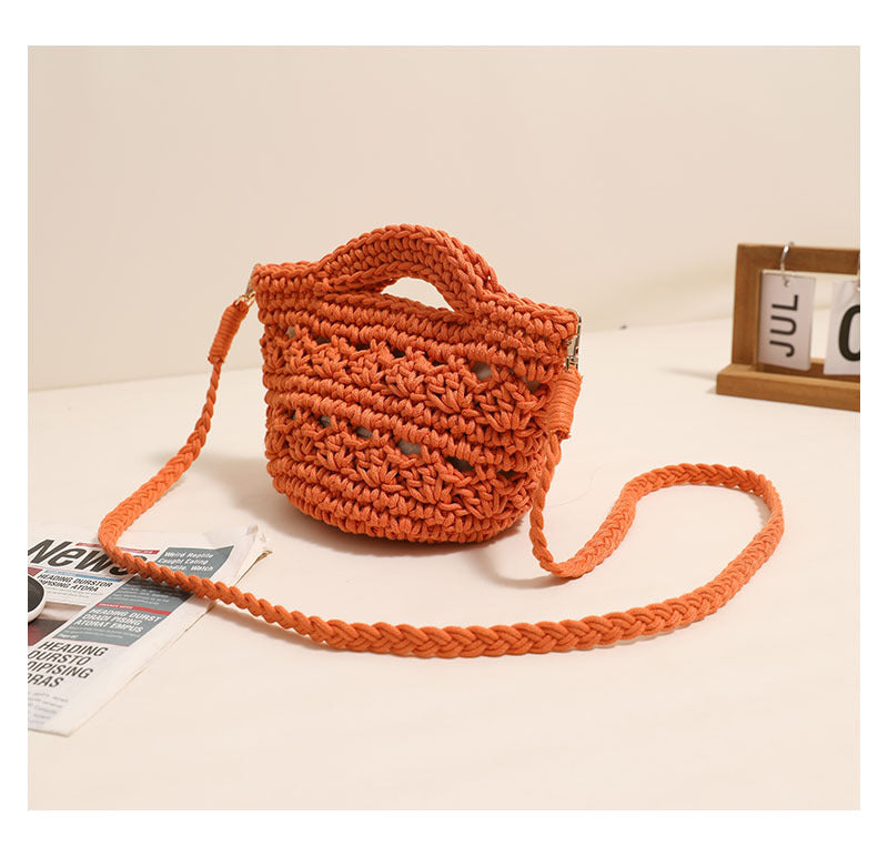 Crossbody Cotton Thread Woven Bag All Matching Hollow Out Cutout Straw Bag Vacation Beach Bag Partysu Women Bag