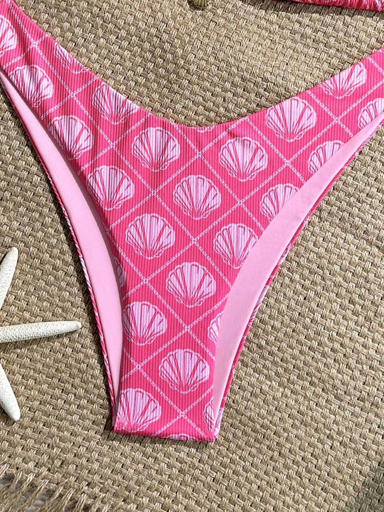 Swimwear Shell Printed Bikini Halter Sexy Lacing Bikini Women Seperated Swimwear