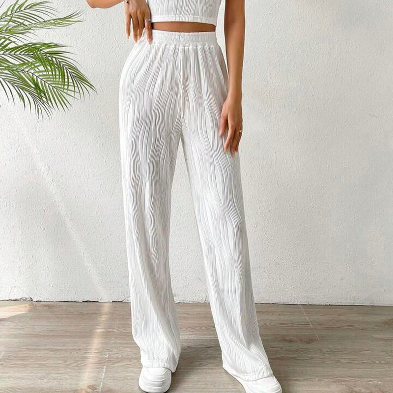 Fall Women's Clothing Office Striped Straight Women Casual Pants High Waist Slimming Women Pants