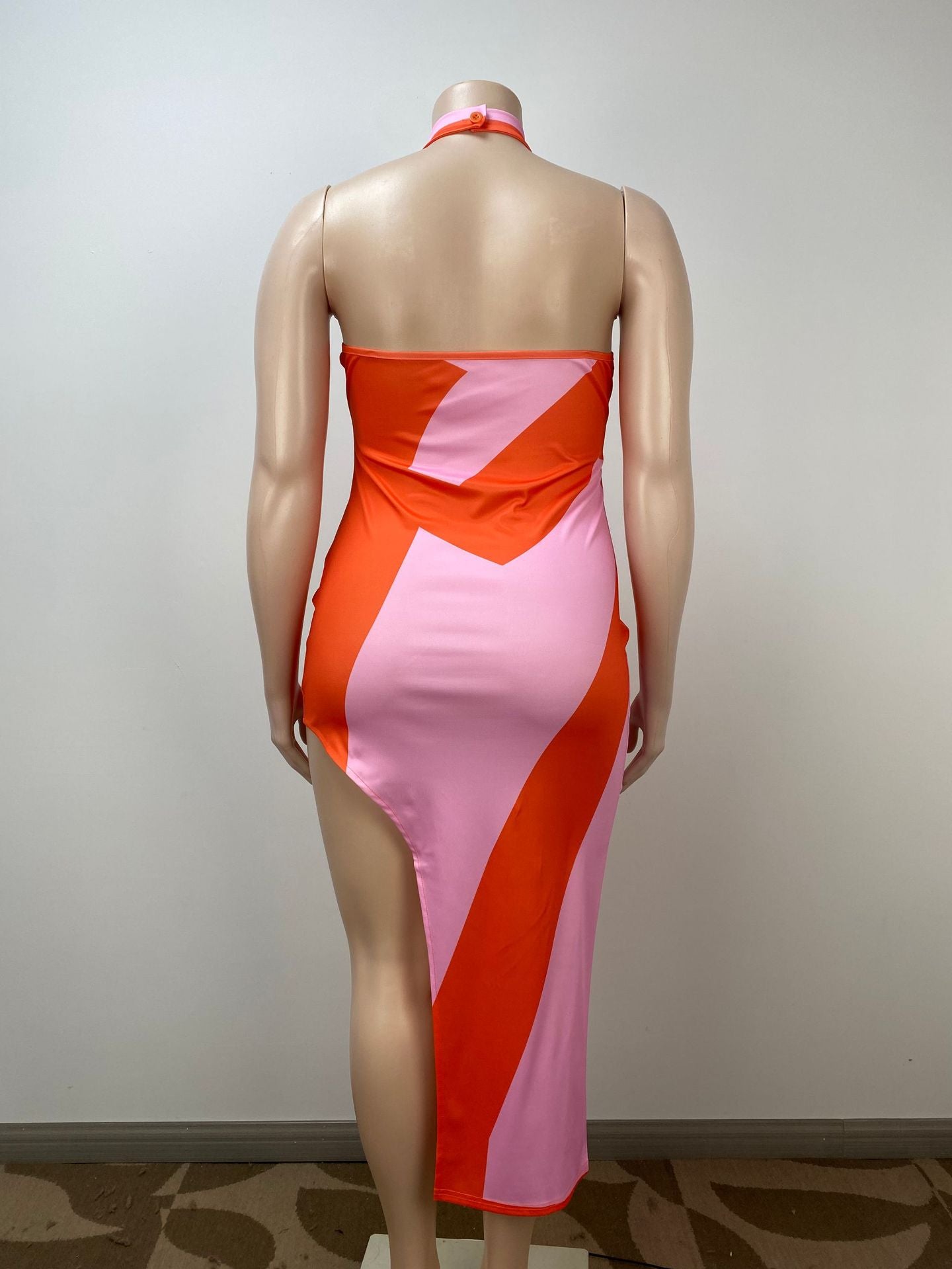 Plus Size Sexy Sheath Split Halter Dress