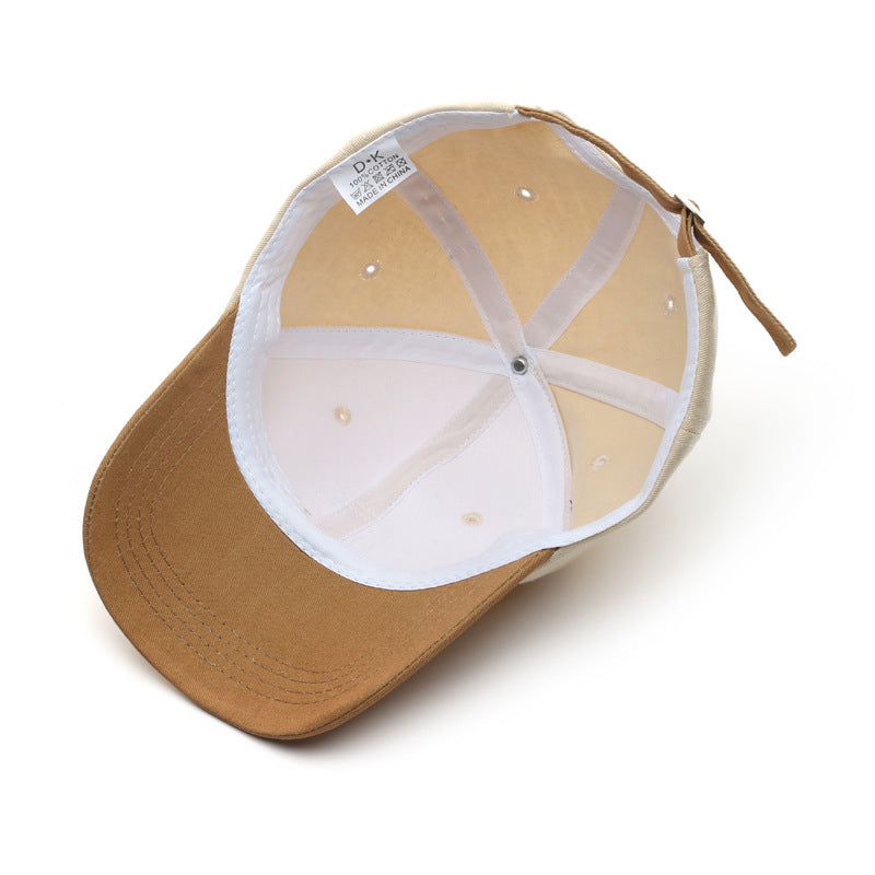 Stylish Retro Minimalism Letter Graphic Patch Stitching Baseball Cap Outdoor Travel Sun Protection Sunshade Couple Peaked Cap
