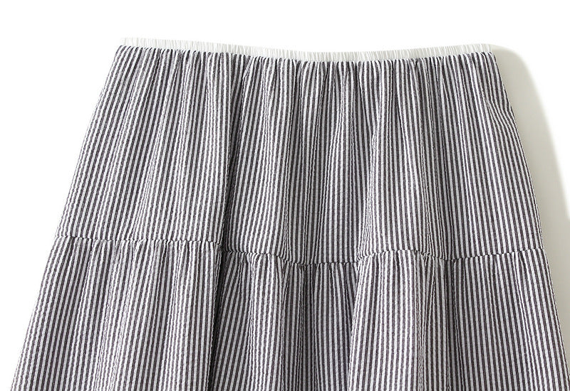 Sweet Tiered Dress Spring Summer A line Skirt Clear Sense Slimming High Waist Umbrella Skirt Large Swing Skirt