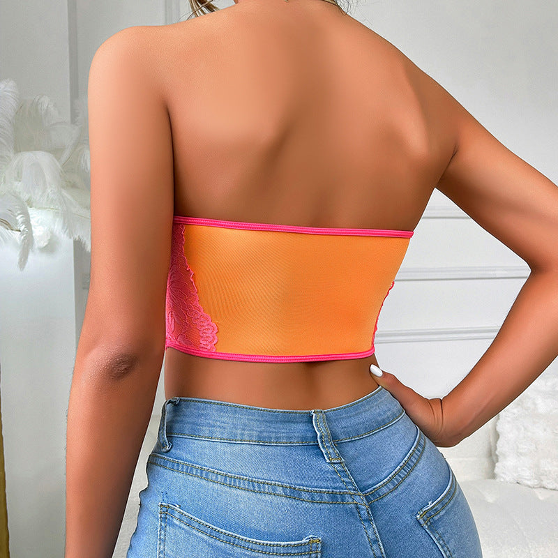 Pink Boning Corset Bra Sexy Top Steel Ring Boning Corset Tube Top Vest