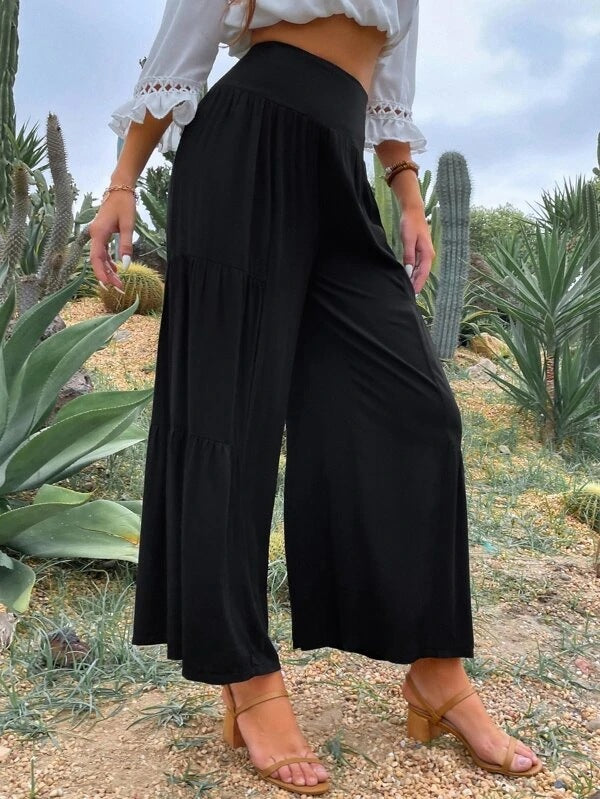 Spot Goods Summer Casual Wide Leg Cotton Linen Popular High Waist Loose Pants Women Pants