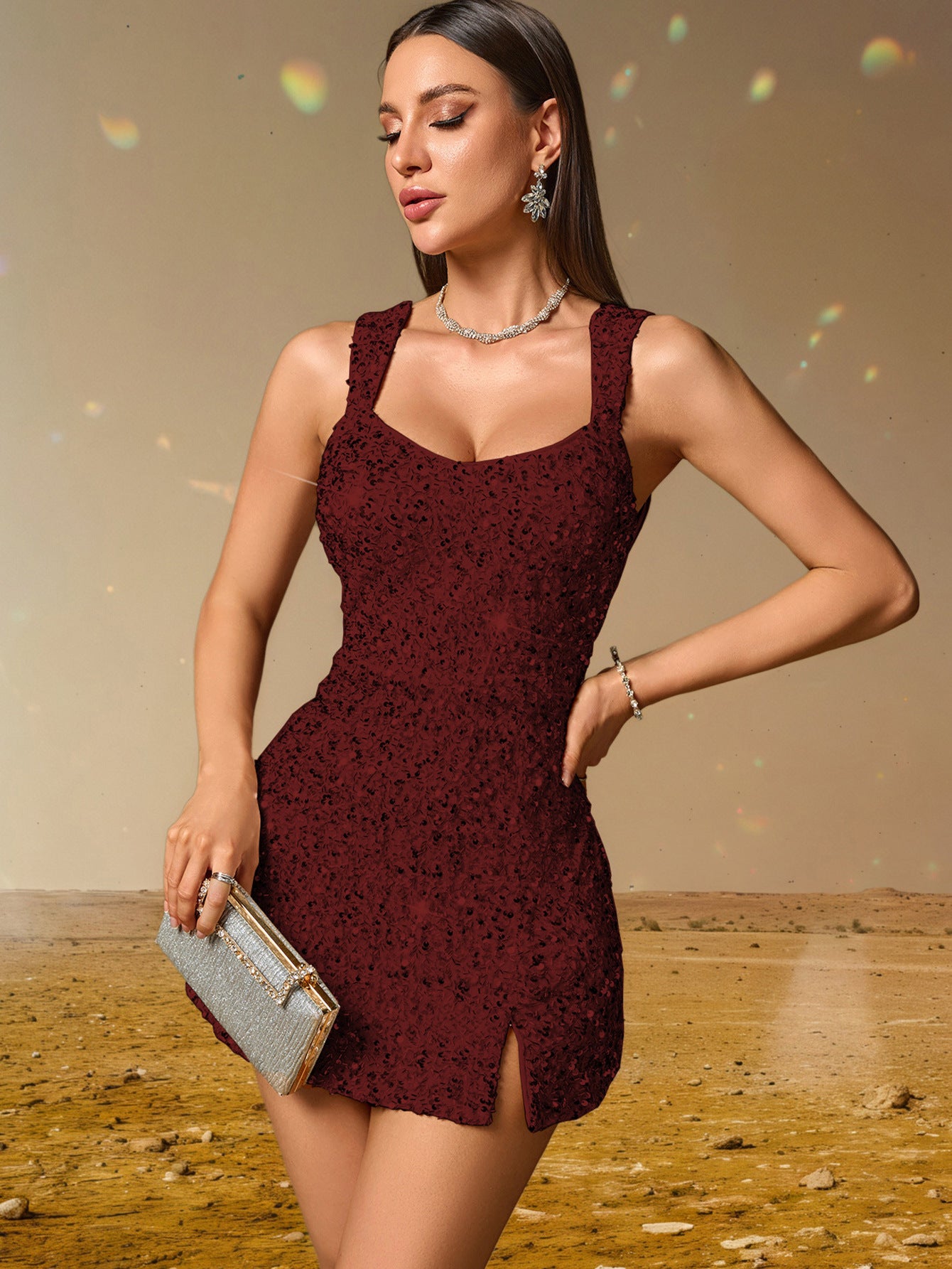Sexy Sequined Cami Dress Women Clothing Birthday Party Dress