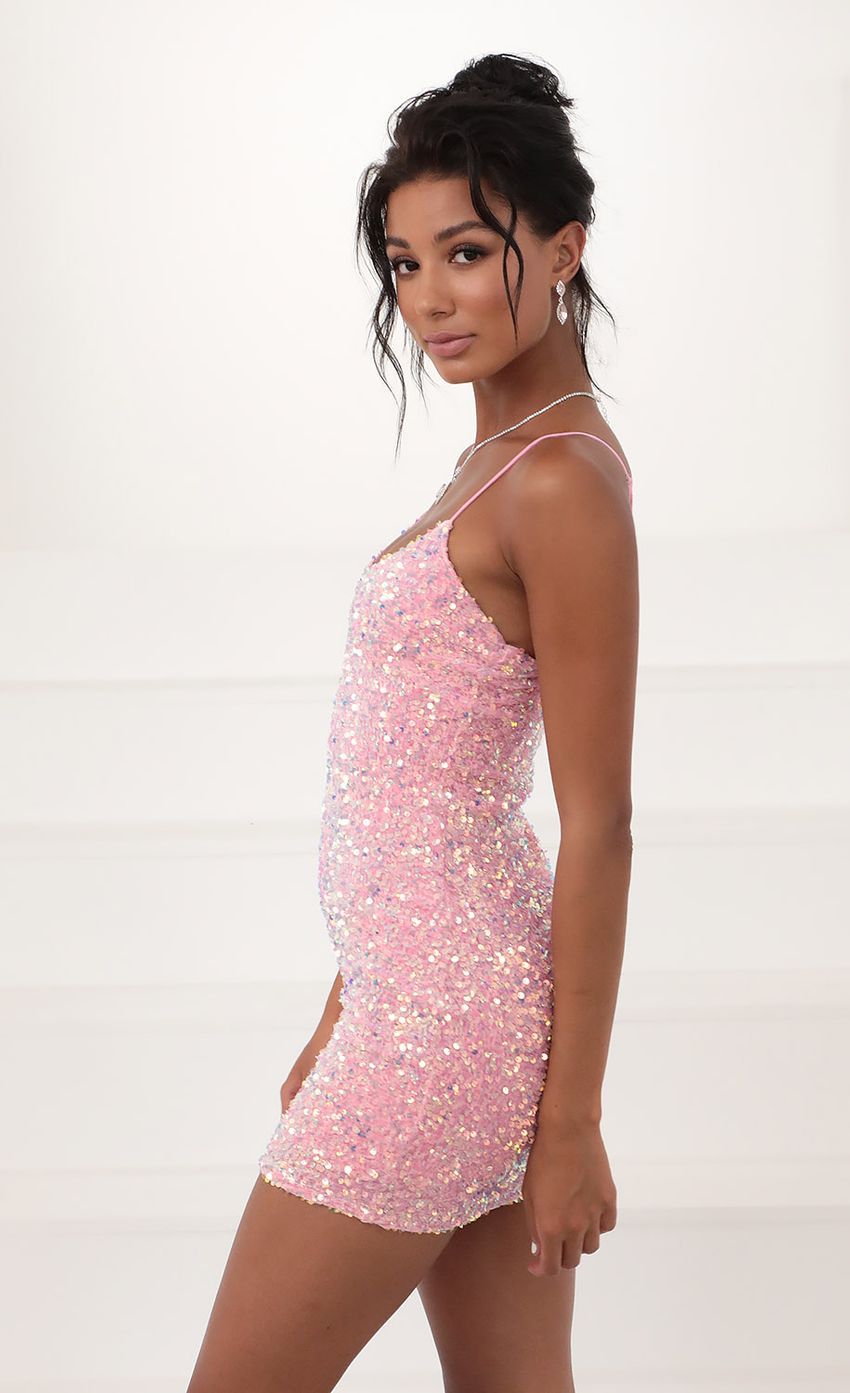 Women Shiny Velvet Sequin Sequined Tight Dress Short Pompon Sling Dress