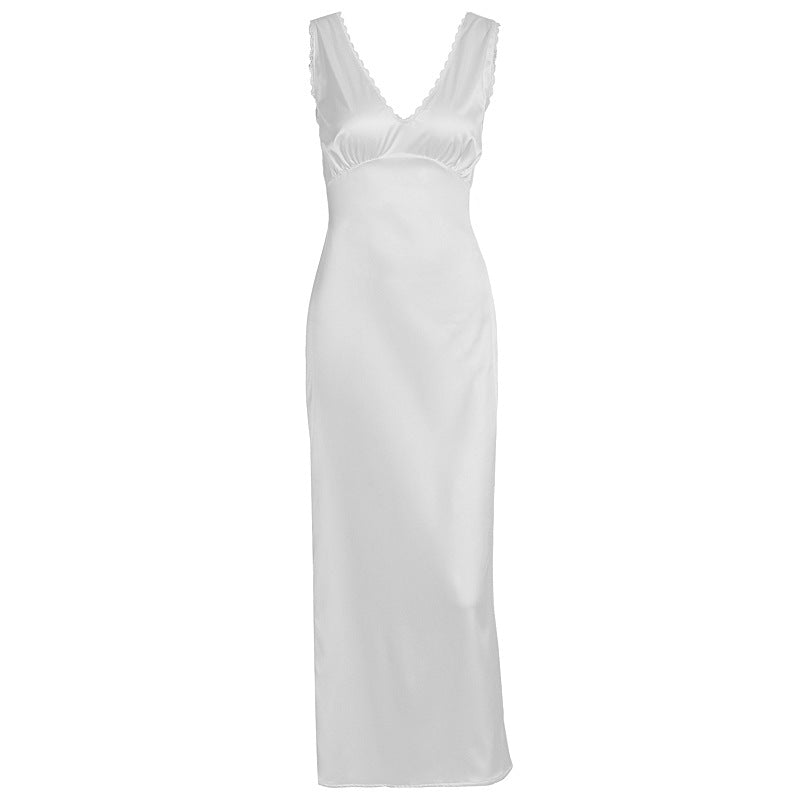 Women Clothing Summer French Entry Lux High Sense Graceful Fashionable Sleeveless Slim Dress