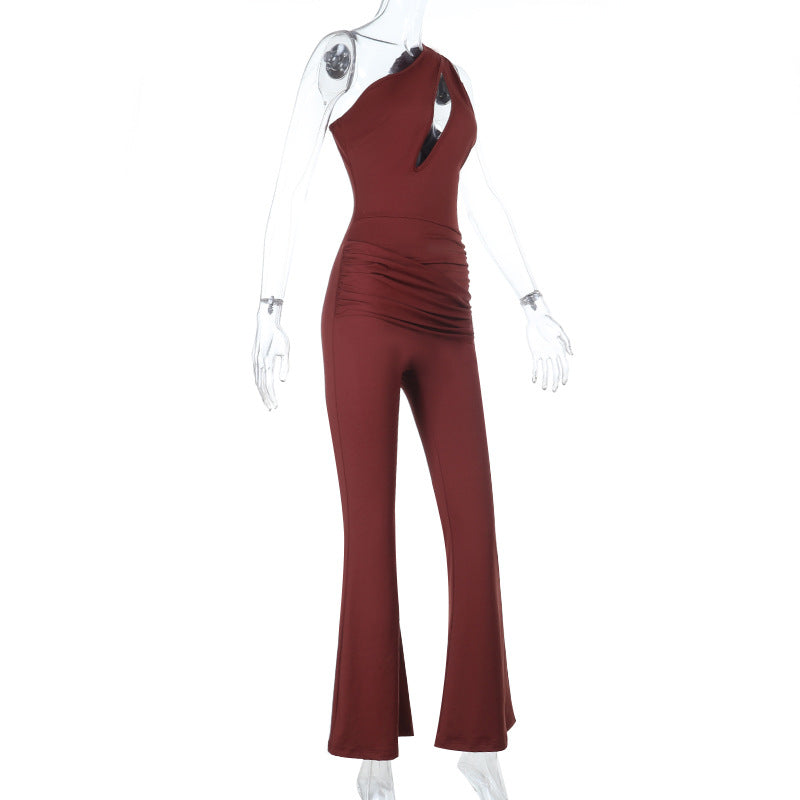 Personalized Sports Casual Slant Shoulder Slimming Ribbon Slim Fit Bodysuit