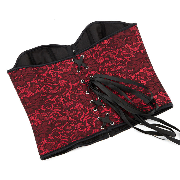 Dark Red Single Breasted Short Tube Top Women Corset