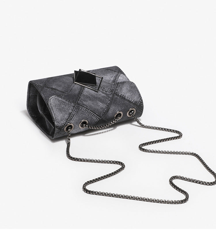 Color Ink Gradient Small Square Bag Personality Rhombus Embossed Chain Messenger Bag