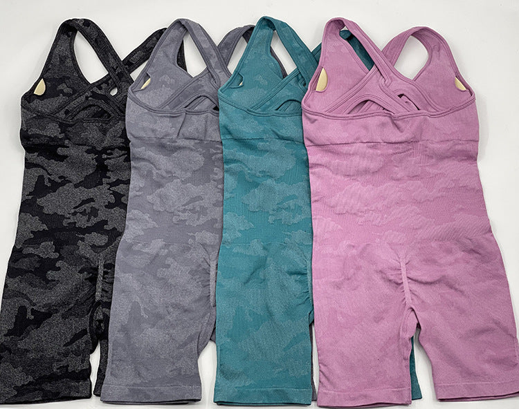 Seamless High Waist Sports Fitness Integrated Yoga Clothes Stretch Sports Bra Yoga Clothes Women Overall