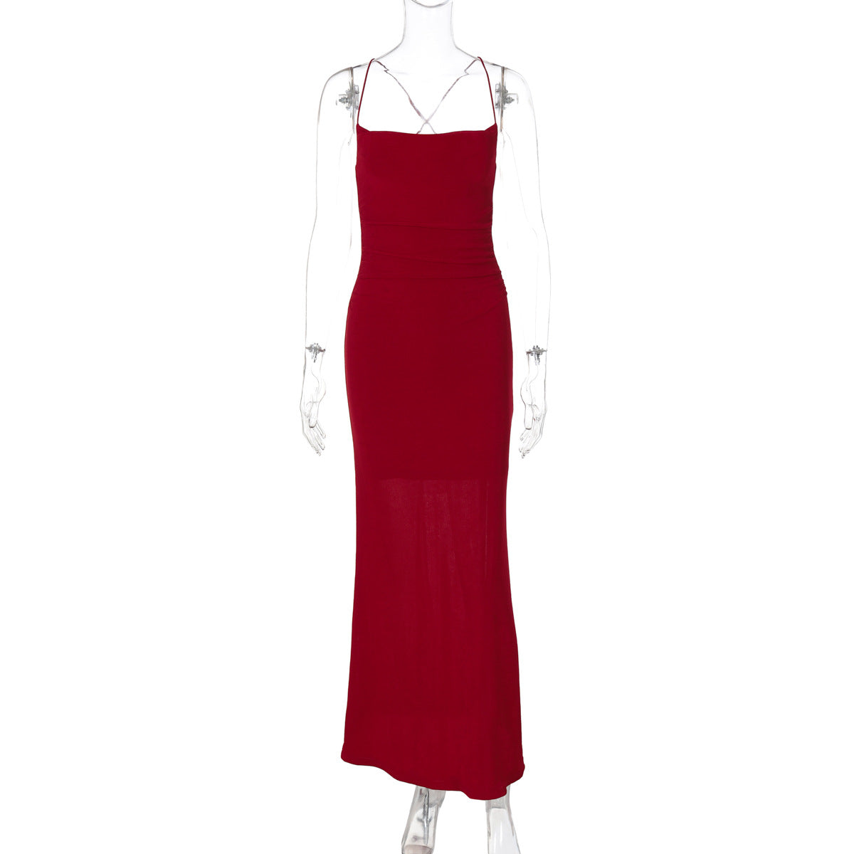 Women Clothing Summer Elegant Slim Waist Sexy Backless Spaghetti Straps Dress