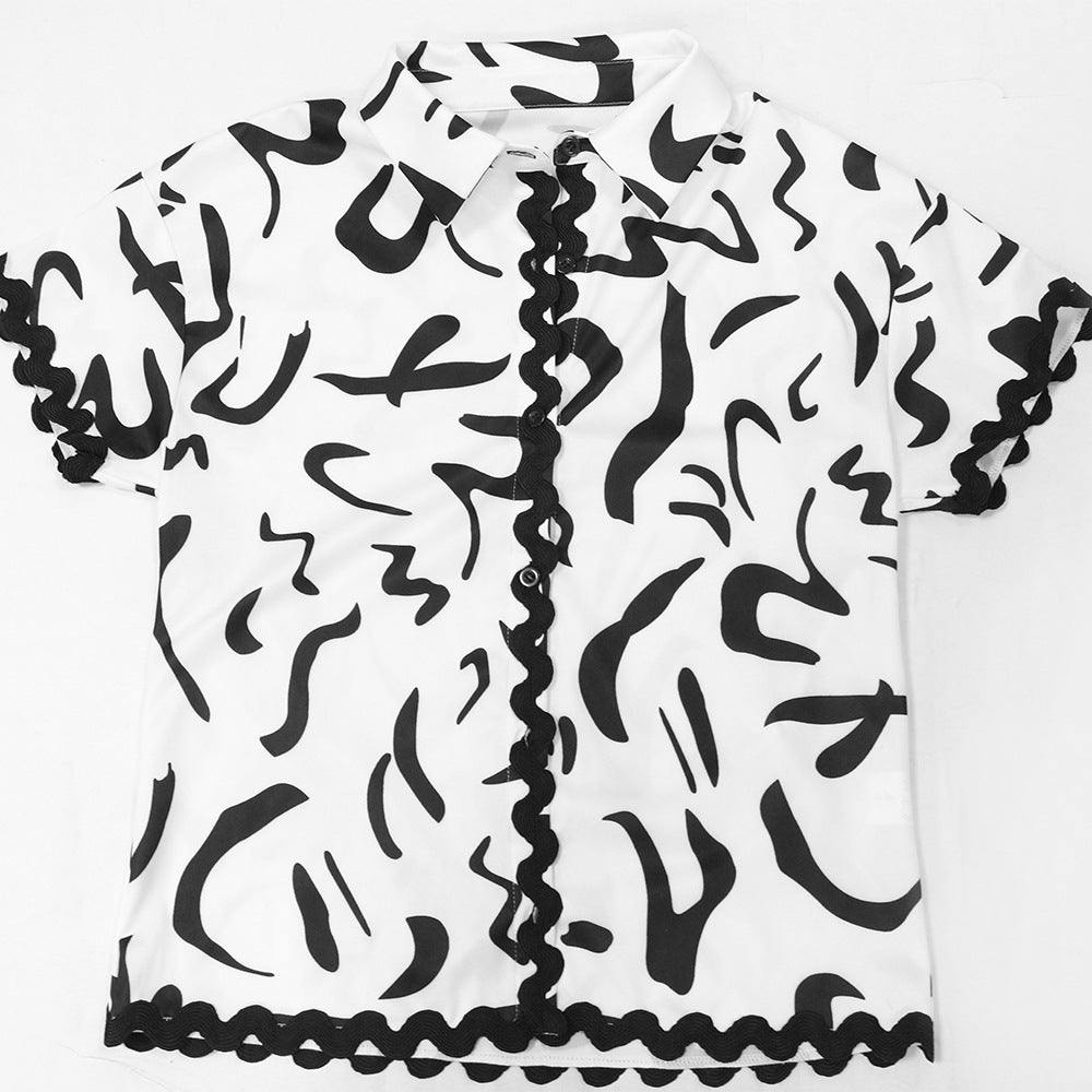 Printing Two Piece Sets Casual Short Summer Women