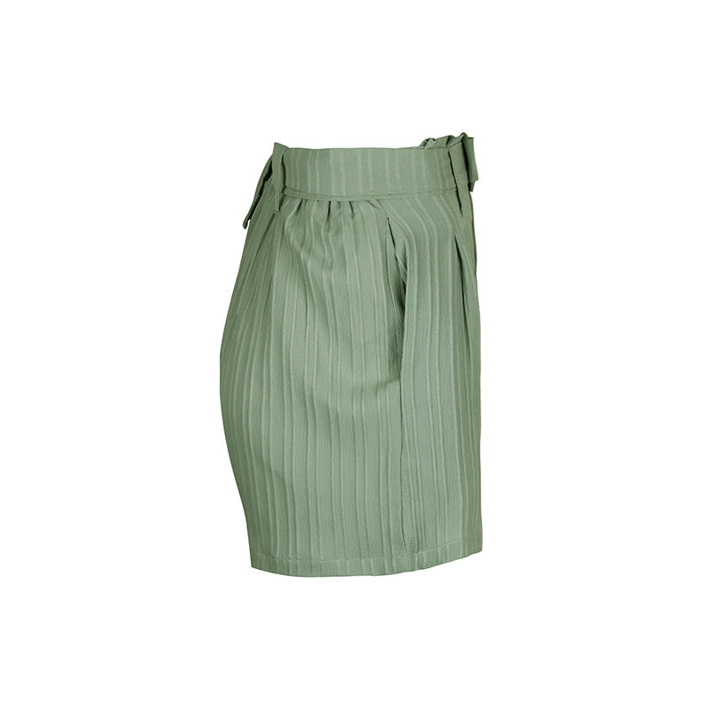 Summer Women Clothing Solid Color Pleated Shorts for Women