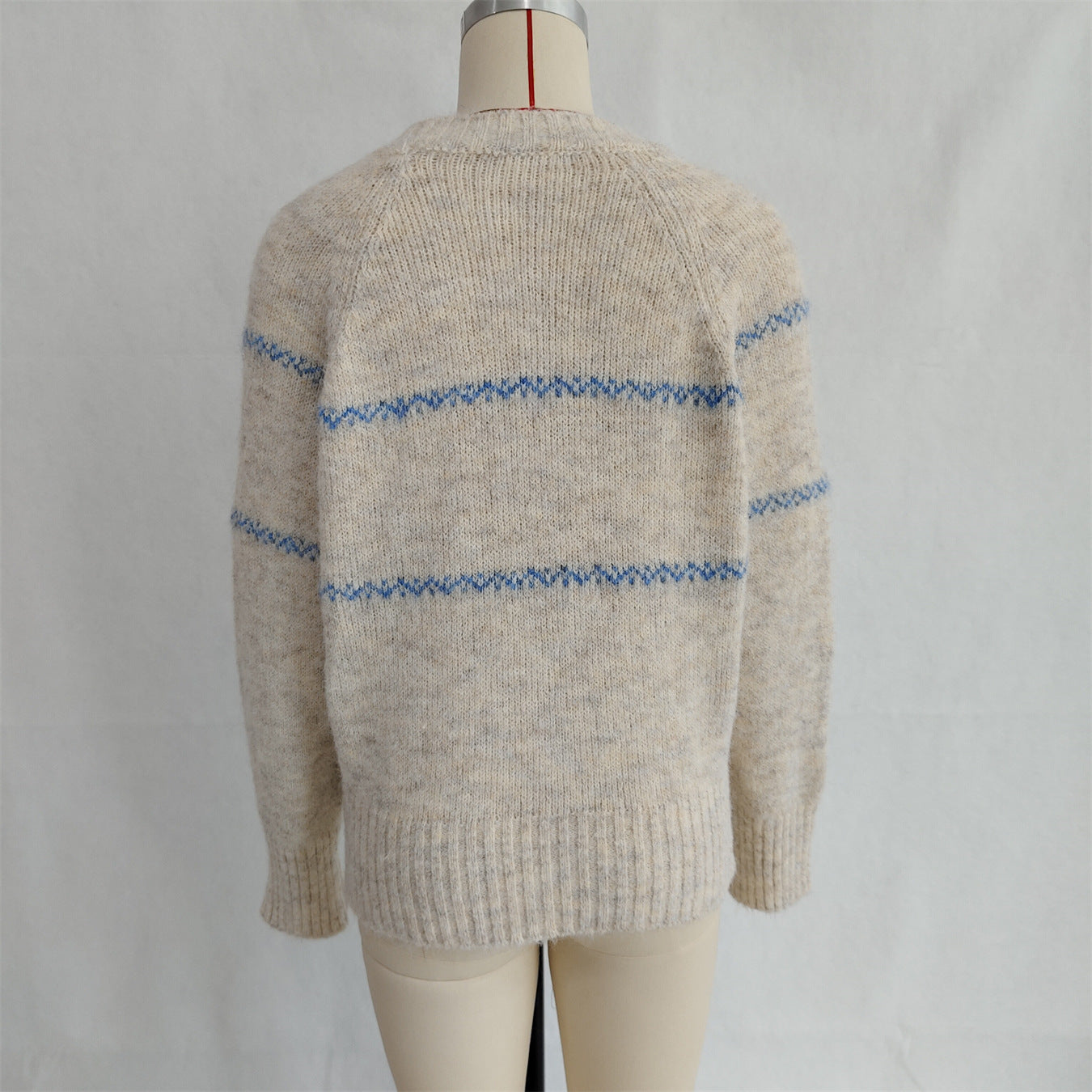 Autumn Winter Clear Cute Floral Embroidery Contrast Color Knitted Pullover Casual Loose Sweater