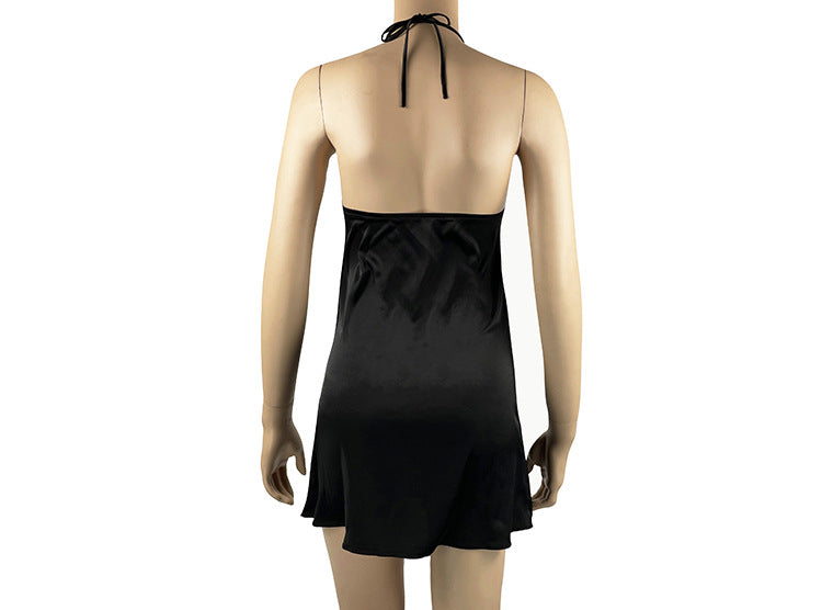 Summer off Shoulder Backless Satin Slim Criss Cross Fit Sexy Strap Dress