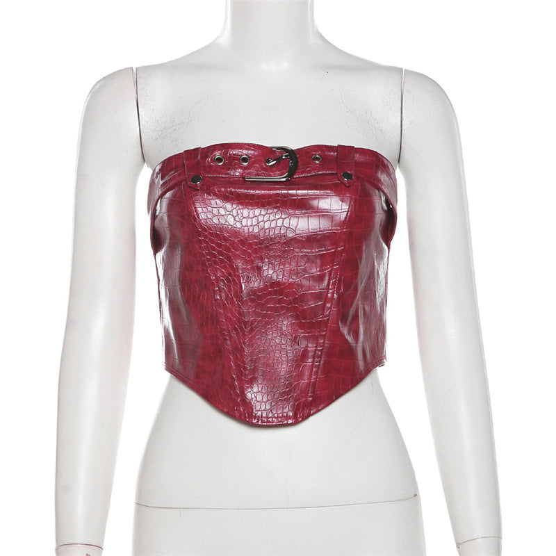 Winter Women Clothing Retro Sexy Tube Top Women All Match Cropped Vest