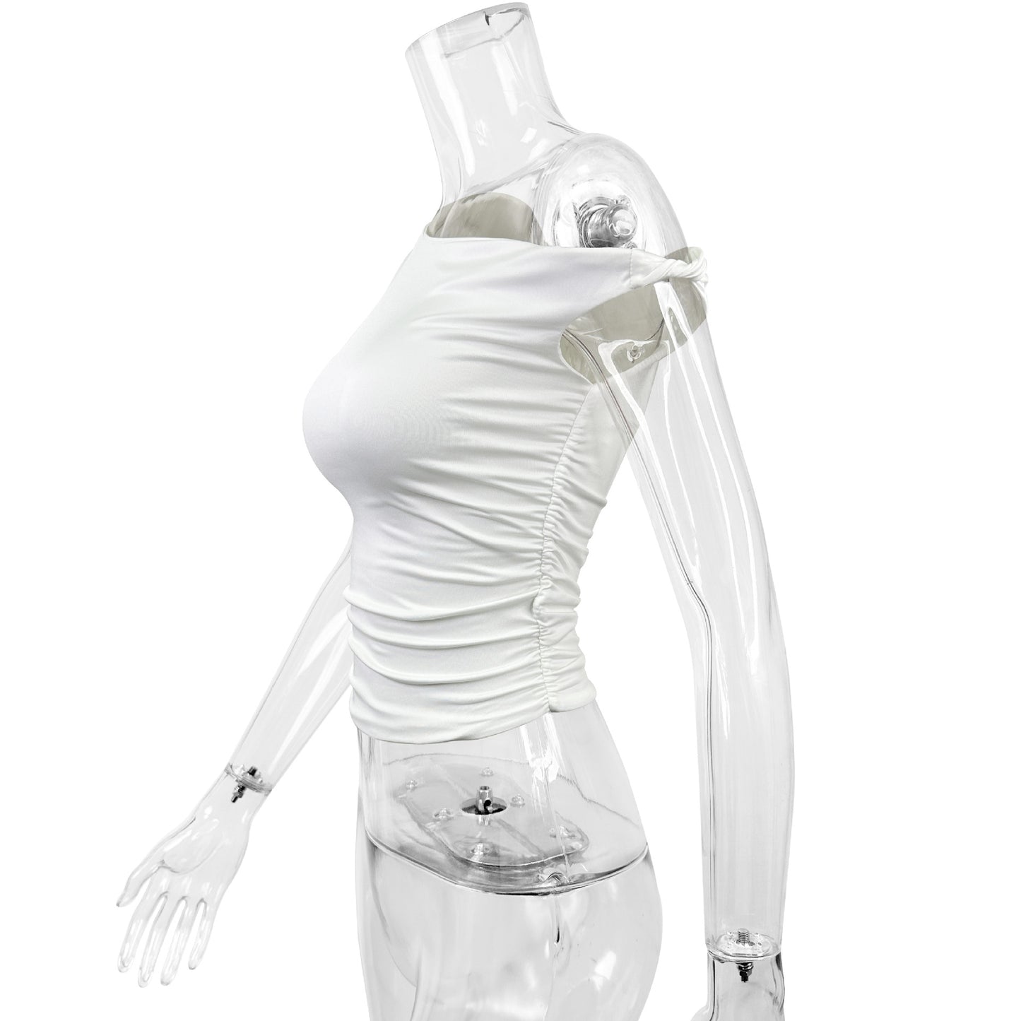 Summer Shoulder Collar Sexy Top Slimming Pleated Cropped Exposed Sexy Women Clothing