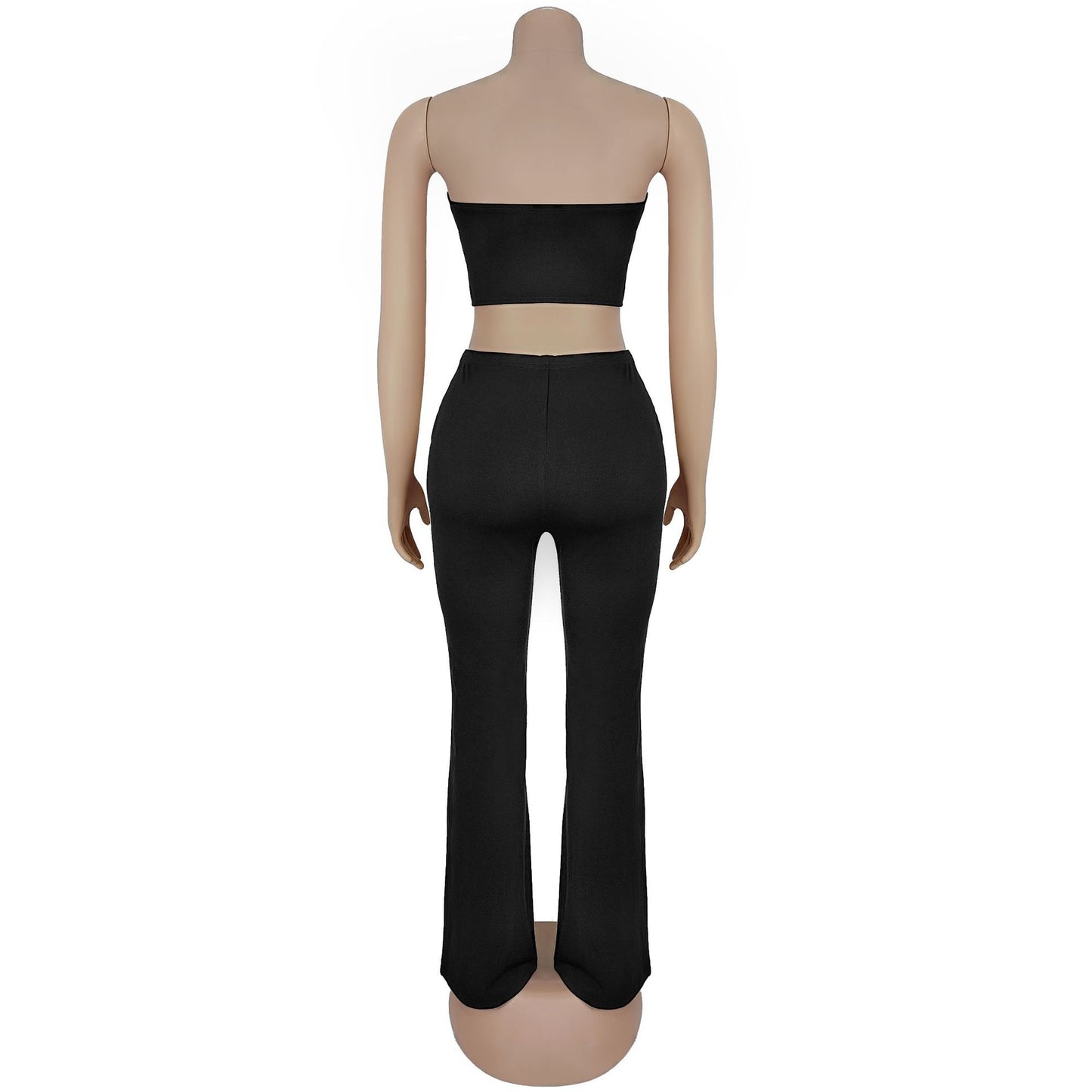 Women Wear Sexy Tube Top Corns Metal Button Trousers Set