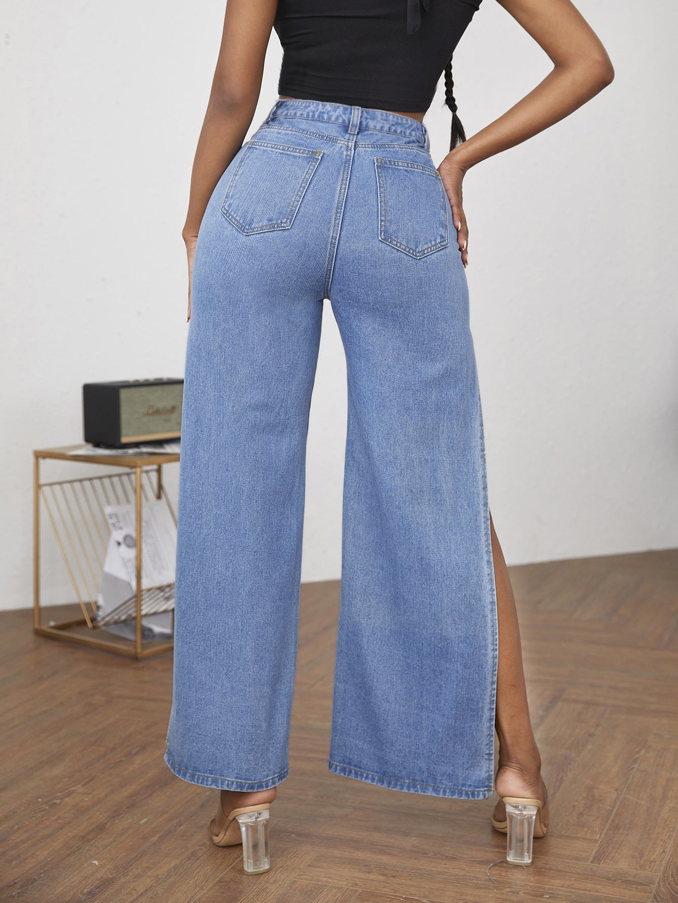 Women Traceable Jeans Ripped Split Women Jeans