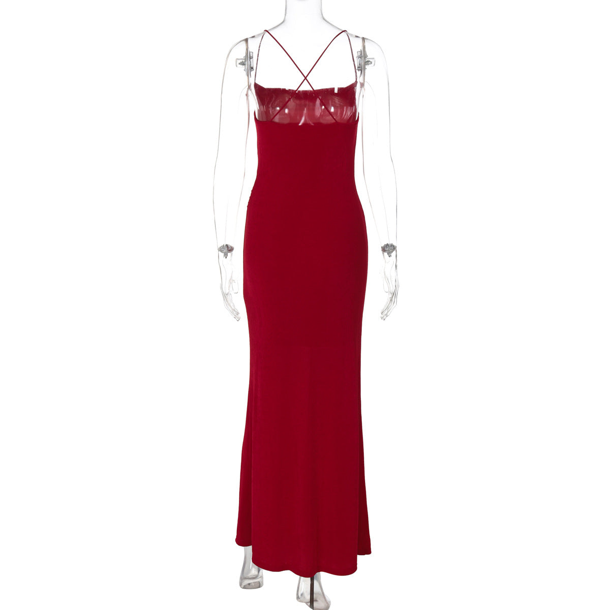 Women Clothing Summer Elegant Slim Waist Sexy Backless Spaghetti Straps Dress