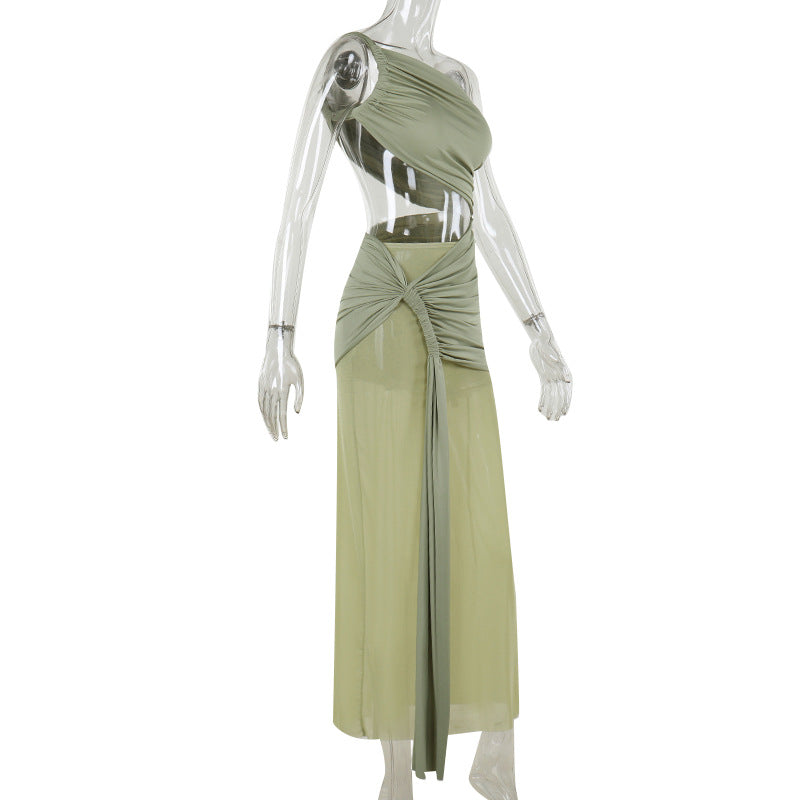 Autumn Socialite Elegant Sexy Slim Design Mesh Ribbon Dress Women