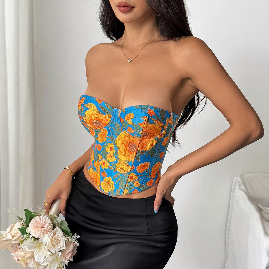 Painting Color Boning Corset Slim Vest Lace up Bra