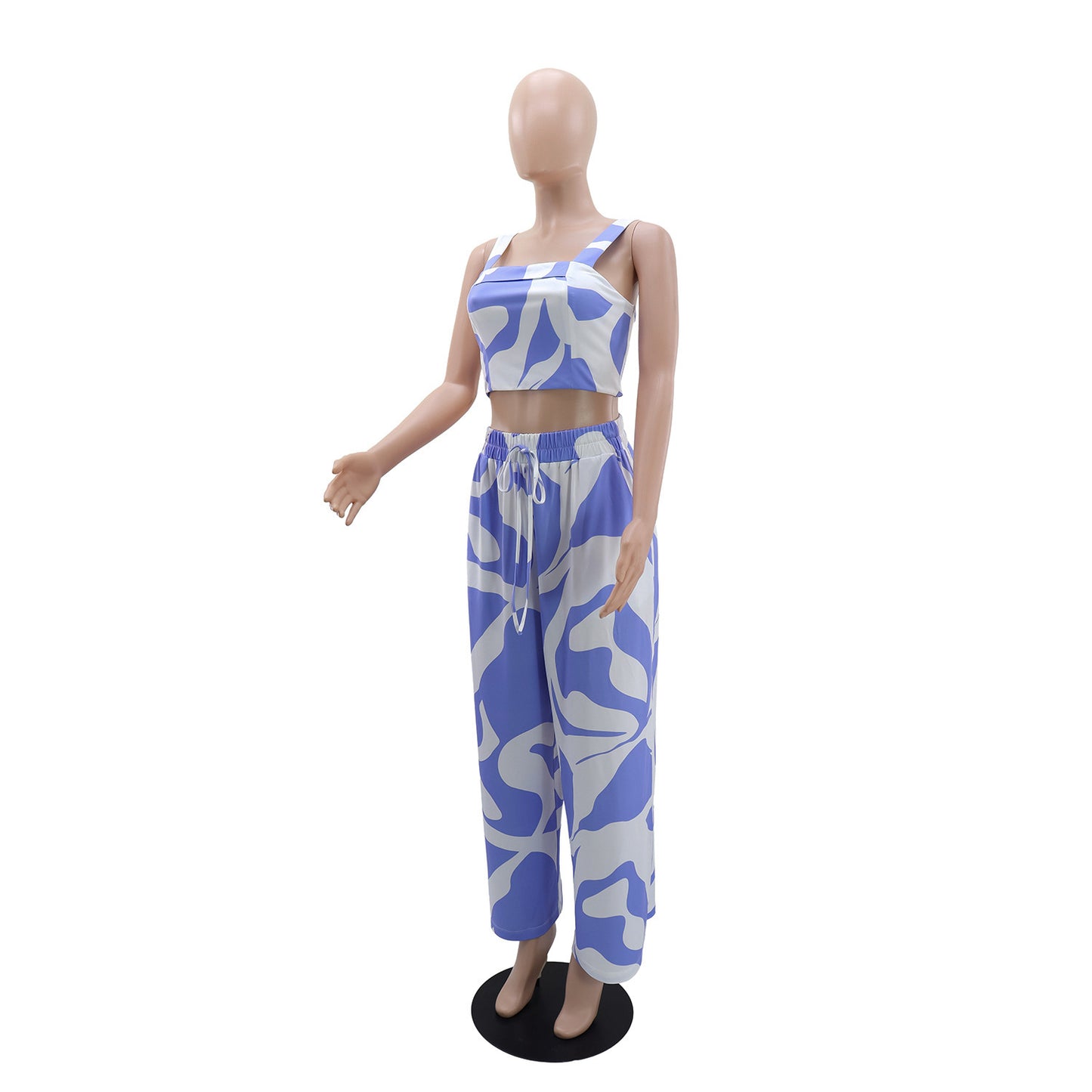 Women Casual Printed Sling Top Two Piece Sets Pants