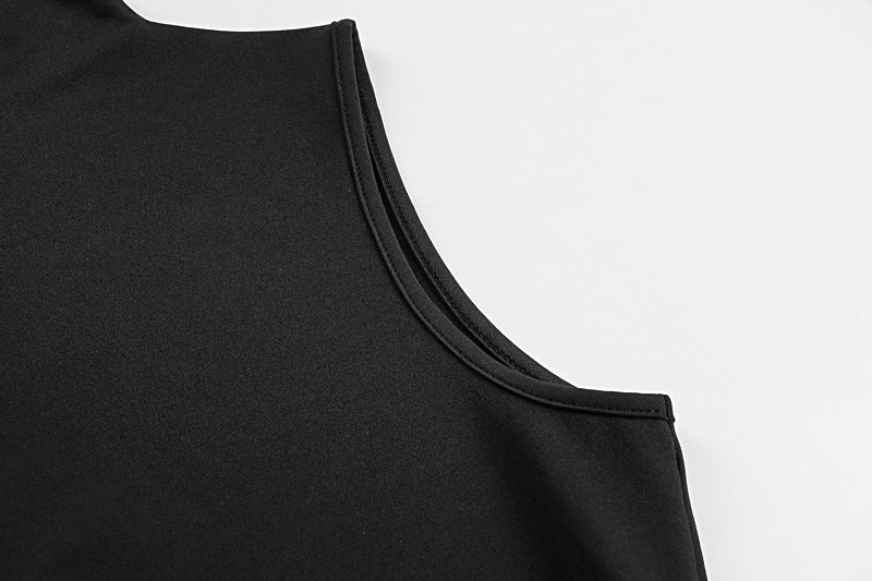 Summer Solid Color Slim Fit Advanced Texture Sleeveless Ruffle Hip Dress