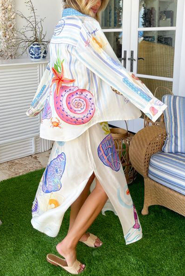 Summer Cool Printed Sling Satin Vacation Loose Dress Women