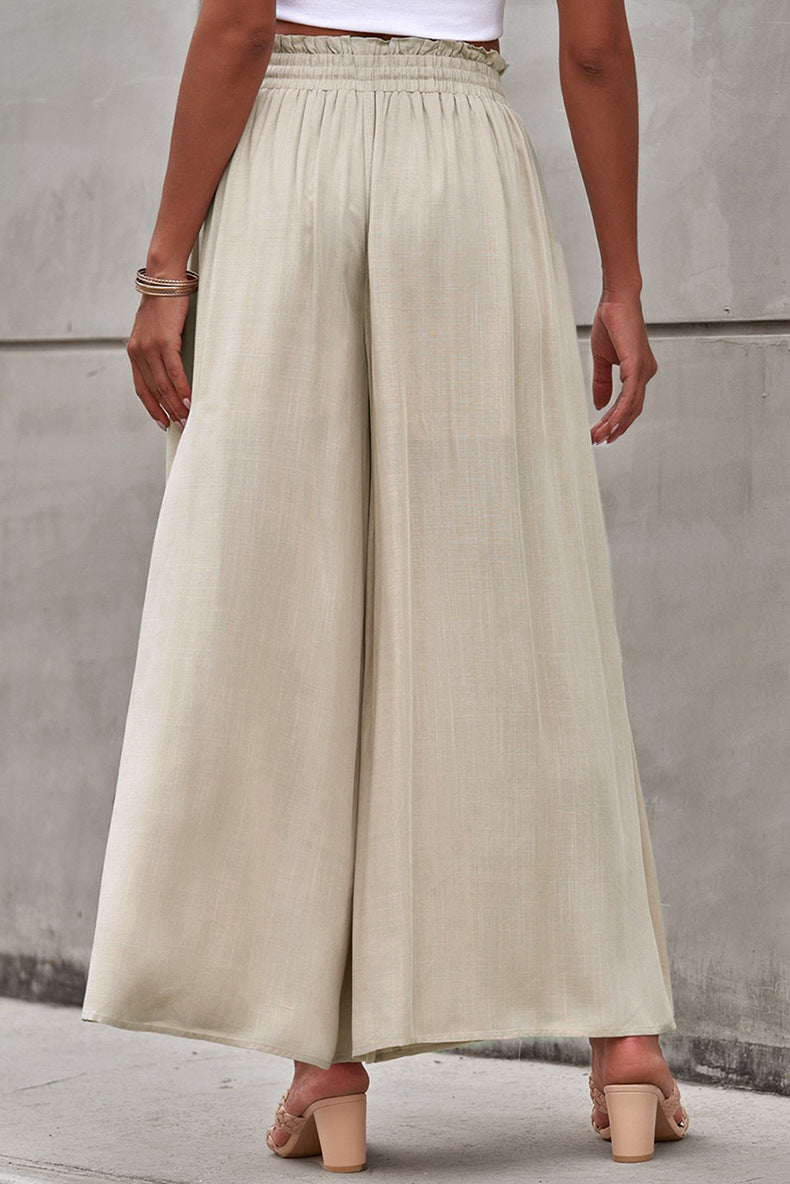 Summer Tied High Waist Wide Leg Pants Women Loose Casual Pants