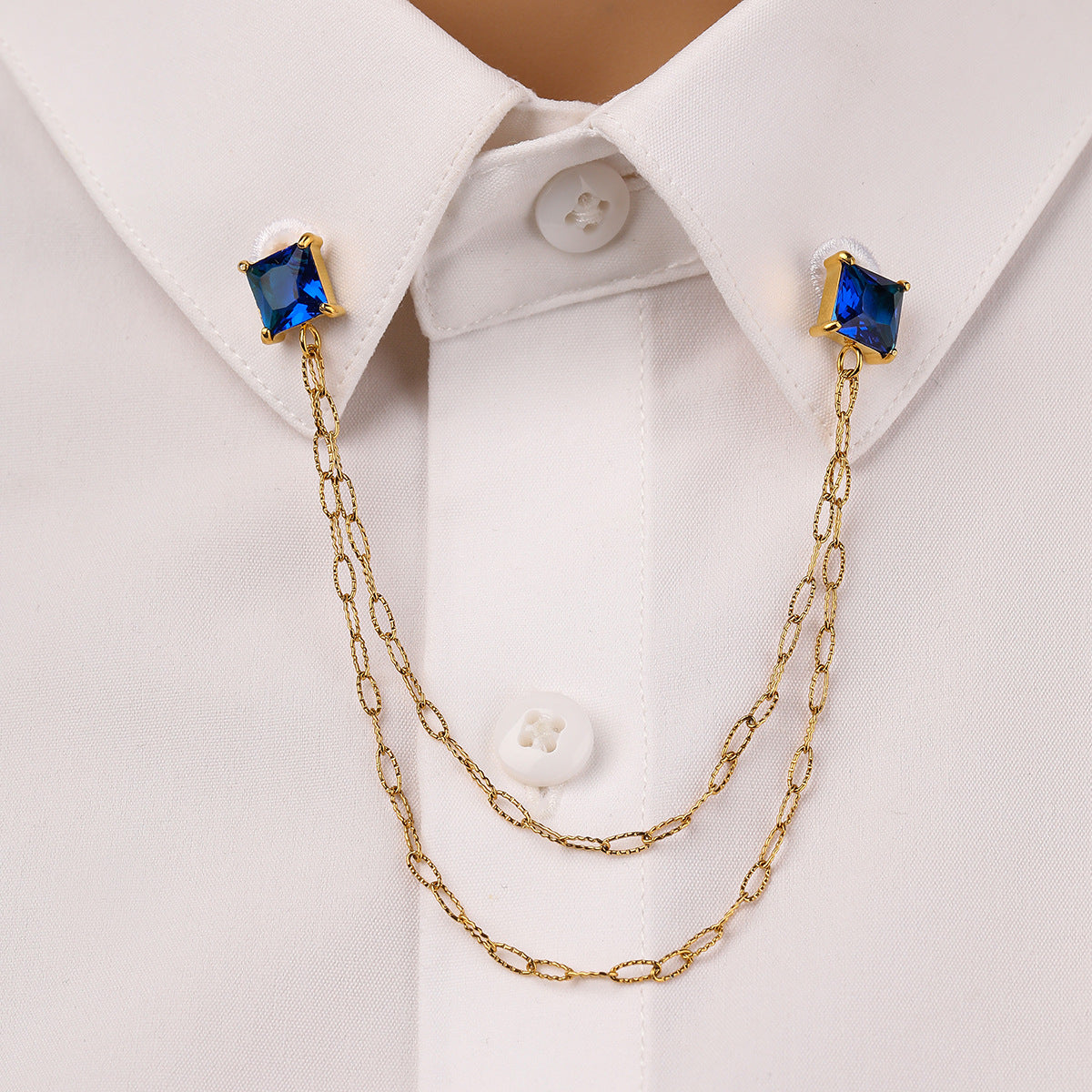 Arrival Square Zircon Stainless Steel Collar Pin High Grade Shirt Neckline Decorative Jewelry