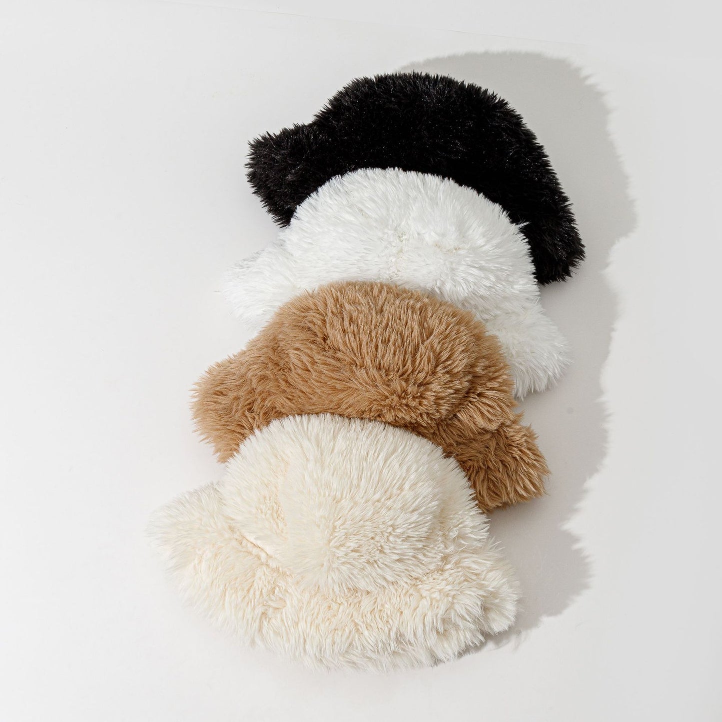 Furry Solid Color Fisherman Hat Women Autumn Winter Thickened Warm Hat Ear Protection Face Showing Small Bucket Cap