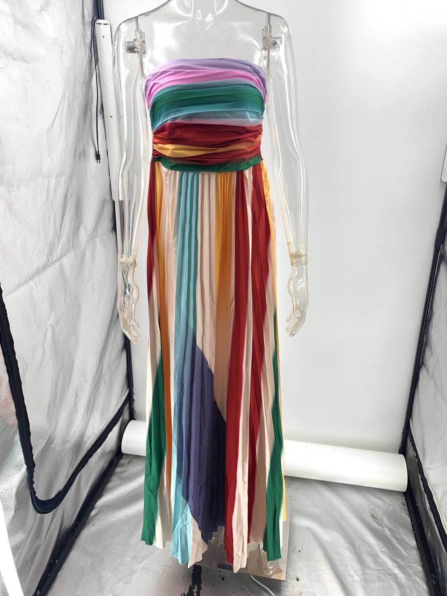Sexy Tube Top Printed Color Dress