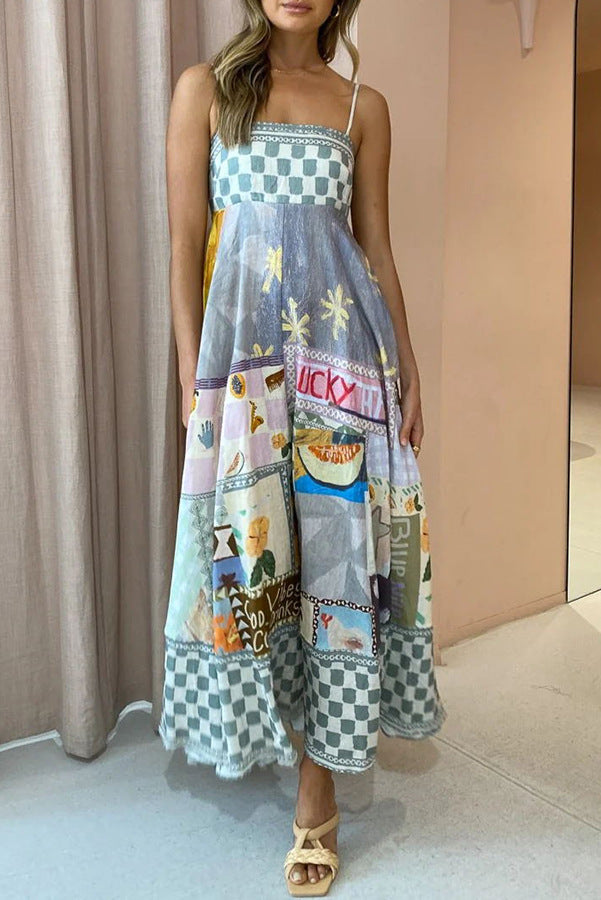Summer Sexy Printed Large Swing Strap Dress for Women Amplified craft