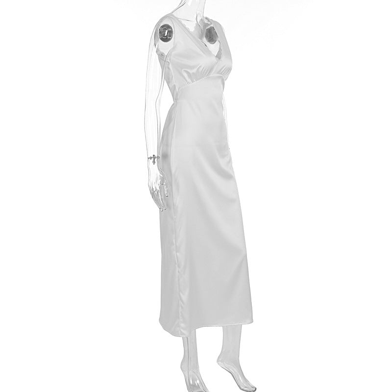 Women Clothing Summer French Entry Lux High Sense Graceful Fashionable Sleeveless Slim Dress