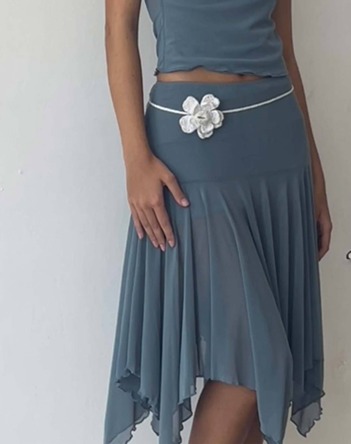 Summer Women Slim Sexy Irregular Asymmetric Mesh Pleated Skirt