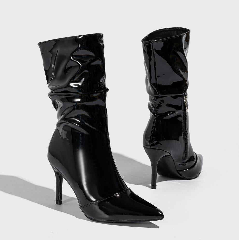 Leather Stiletto Heel Ankle Boots Runway Outdoor Pointed Toe Simple Women Boots