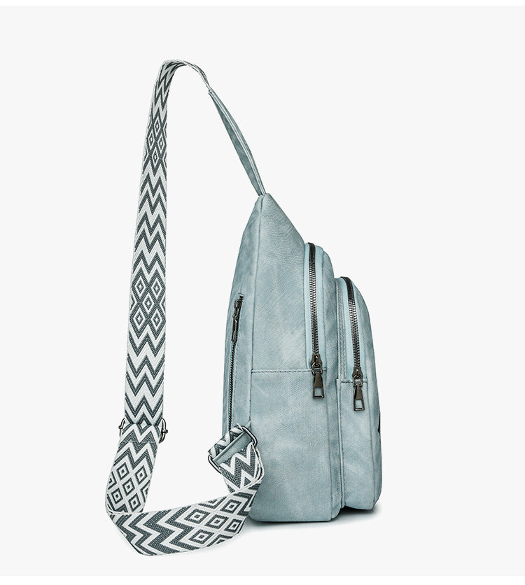 Women Chest Bag Korean Casual Messenger Bag Women Retro Soft Leather Shoulder Bag Popular Backpack