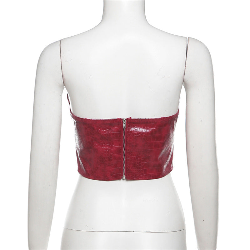 Winter Women Clothing Retro Sexy Tube Top Women All Match Cropped Vest