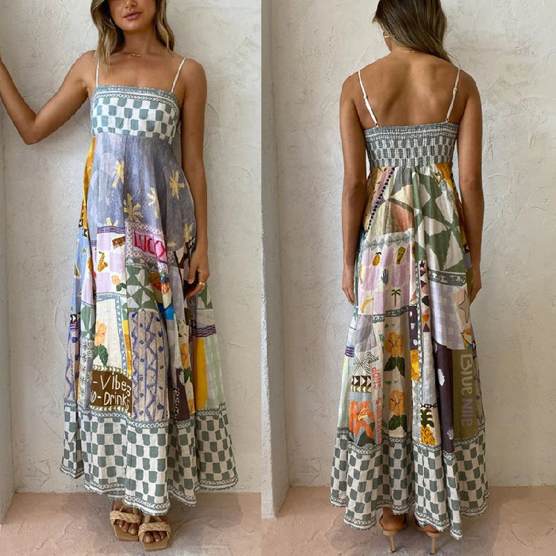 Summer Sexy Printed Large Swing Strap Dress for Women Amplified craft