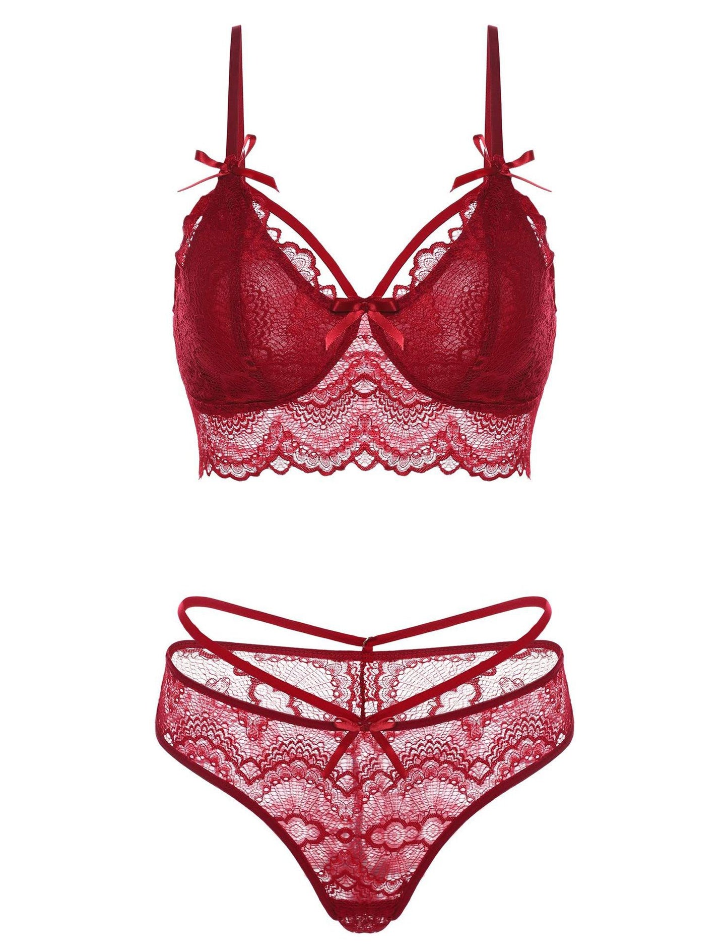 Women High Waist Sexy Lingerie Lace Bra Tight Pajamas Sexy Bra Panties Set