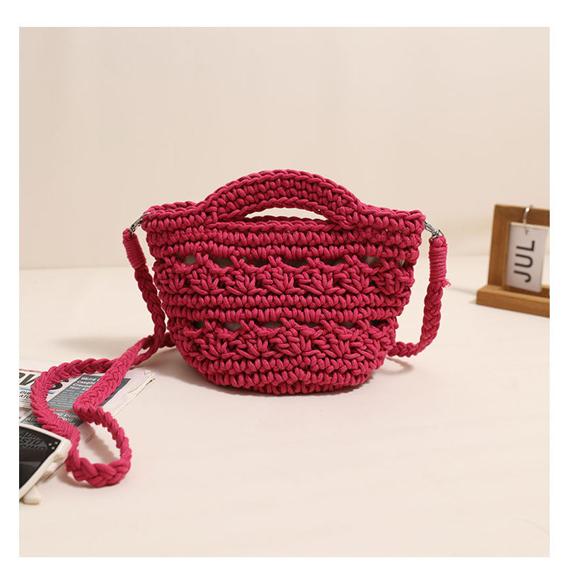 Crossbody Cotton Thread Woven Bag All Matching Hollow Out Cutout Straw Bag Vacation Beach Bag Partysu Women Bag