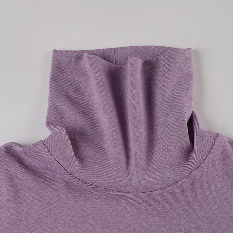 Women Turtleneck Solid Color Slim Fit Bottoming Shirt Basic Casual All Matching Tops