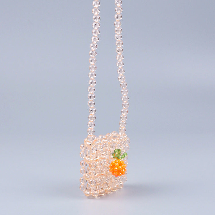 Mini Headset Shoulder Crossbody Small Square Bag Beaded Acrylic Special Interest All Match Bag