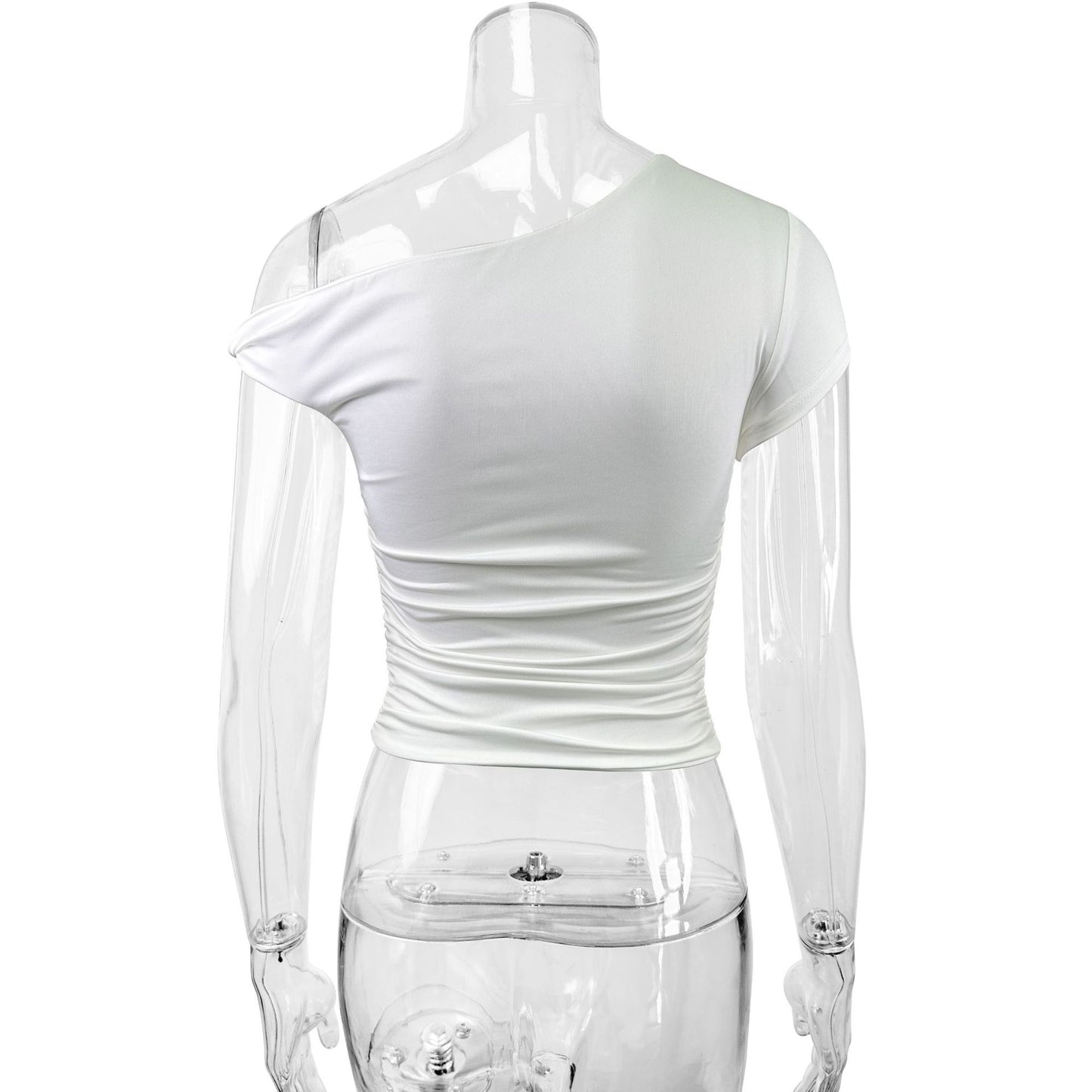 Summer Shoulder Collar Sexy Top Slimming Pleated Cropped Exposed Sexy Women Clothing