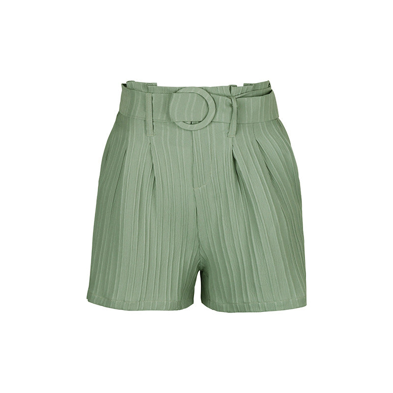 Summer Women Clothing Solid Color Pleated Shorts for Women