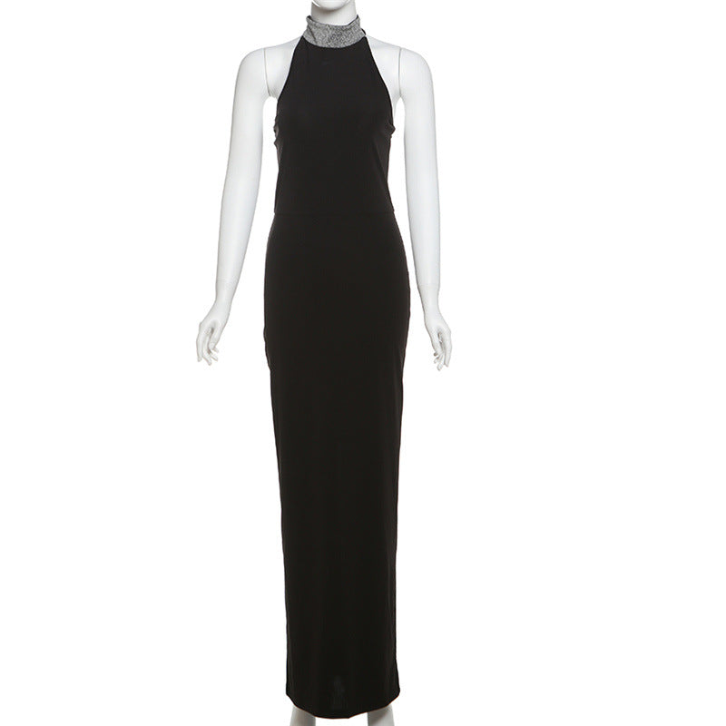 Winter Women Clothing Sexy Turtleneck Halter Backless High Waist Figure Flattering Sheath Dress