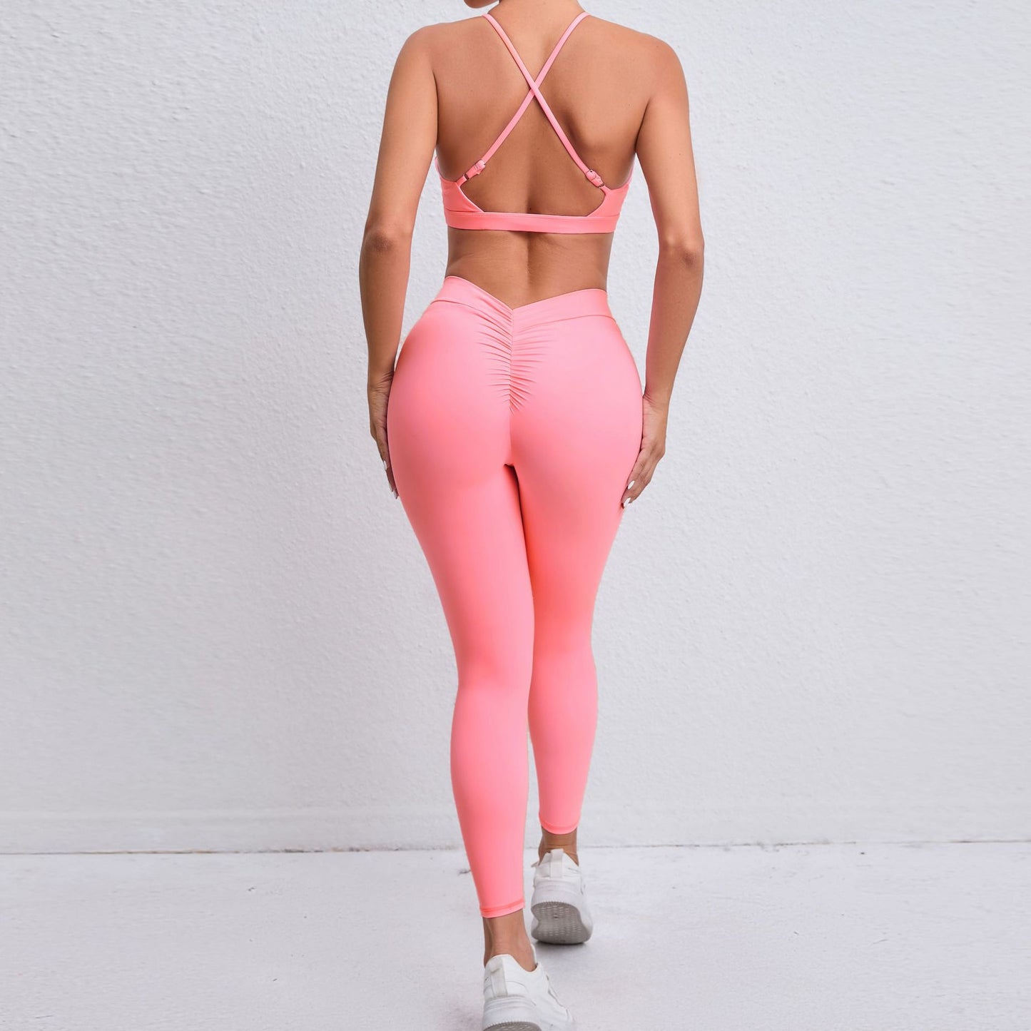 Nude Feel Yoga Clothes Cross Beauty Back Exercise Body Hugging Suit Running Breathable Quick Drying Fitness Two Piece Set